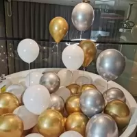 金+银+白 100个(送彩带+胶点)|ins网红告白气球生日装饰场景布置珠光哑光金属亮片汽球装饰布置