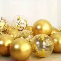 金亮片+金 10个气球(无赠品)|ins网红告白气球生日装饰场景布置珠光哑光金属亮片汽球装饰布置