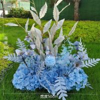 天蓝色|新款婚庆t台花排花条 路引花道具 玫瑰花路引拱门婚礼布置