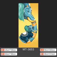 MT-3653 中|牛年牛气冲天吉祥大象门贴纸整张自粘防水电梯门墙贴装饰玄关贴画