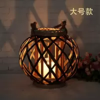 大号灯笼+真蜡烛一个|风灯灯笼庭院装饰复古美式带绳天然柳编灯笼编织家居装饰古风灯笼