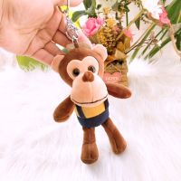 黄色|可爱背带小猴子钥匙扣毛绒小挂件生肖猴子包包饰品背包挂饰送男女