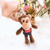 酒红色|可爱背带小猴子钥匙扣毛绒小挂件生肖猴子包包饰品背包挂饰送男女