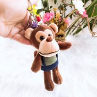 带铃铛绿色|可爱背带小猴子钥匙扣毛绒小挂件生肖猴子包包饰品背包挂饰送男女
