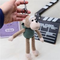 条纹绿色|可爱背带小猴子钥匙扣毛绒小挂件生肖猴子包包饰品背包挂饰送男女