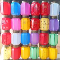 牡丹(防水加厚) 圆款50#灯笼|春节户外防水大红灯笼挂饰饭店中式新年装饰仿古羊皮灯笼印字