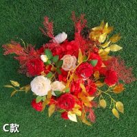 新款红色1短款|新款婚庆道具路引花花排迎宾t台地排花路引娟花婚礼舞台场景装饰