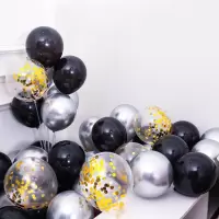 金亮片+银+黑 20个气球（无赠品）|气球装饰生日布置加厚金属气球亮片气球生日装饰场景布置