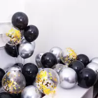 金亮片+银+黑 100个气球（无赠品）|气球装饰生日布置加厚金属气球亮片气球生日装饰场景布置