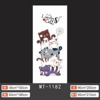 MT-1182白底胶 中|卡通可爱猫狗动物翻新门贴纸整张玻璃门防水防潮贴创意装饰洗手间
