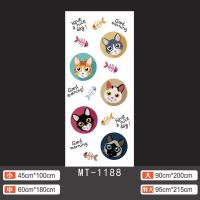 MT-1188白底胶 小|卡通可爱猫狗动物翻新门贴纸整张玻璃门防水防潮贴创意装饰洗手间