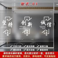 款式-03[线条镂空磨砂一体] 80x122cm|励志简约玻璃贴纸办公室门过道文化墙会议室商务防窥静电磨砂贴膜