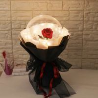 红玫瑰白+黑纸（带纱） 不带灯|网红气球发光玫瑰花波波球带灯生日礼物花束diy地摊元旦情侣