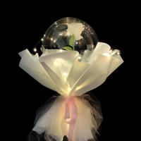 白玫瑰白纸(带纱) 带灯|网红气球发光玫瑰花波波球带灯生日礼物花束diy地摊元旦情侣