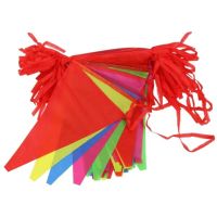 100米彩旗一包|婚庆院子彩旗节庆五彩三角串旗拉花三角旗吊旗结婚装饰用品喜字旗