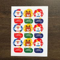 10张90圣诞卡通形象|圣诞节烫金圣诞树贺卡封口贴儿童礼品包装饼干糖果袋装饰贴不干胶