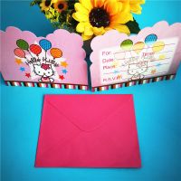 Kitty气球款一包6个|儿童生日派对用品卡通邀请函小猪邀请卡生日请帖百日宴请柬小学生