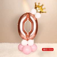 玫瑰金立柱0|网红铝膜气球立柱生日数字气球装饰创意生日派对布置装饰数字包