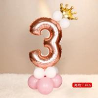 玫瑰金立柱3|网红铝膜气球立柱生日数字气球装饰创意生日派对布置装饰数字包