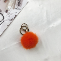 桔红色|6cm水貂毛小毛球挂件汽车钥匙扣女ins网红创意包包挂饰毛球球挂件