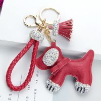 红色|手工镶钻小狗钥匙扣女狗狗钥匙链可爱创意礼品狗生肖包包挂件挂饰