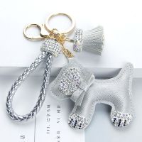 银色|手工镶钻小狗钥匙扣女狗狗钥匙链可爱创意礼品狗生肖包包挂件挂饰