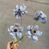 四头向阳十枝|十支装雾霾蓝婚庆绢花路引道具插花装饰婚礼堂配材海洋蓝色仿真花