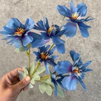 幸福花十枝|十支装雾霾蓝婚庆绢花路引道具插花装饰婚礼堂配材海洋蓝色仿真花