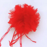 大红纱花球5个(折叠发货)|结婚楼梯扶手装饰纱幔浪漫创意婚庆用品大全拉花婚房布置气球套装