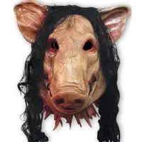 带发猪头面具|cos搞笑动物面具头套犬马君马头面具抖音搞怪马头套面具表演道具