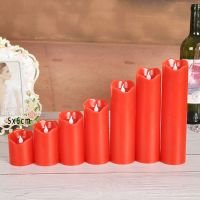 喜庆红 [含电池]5x20厘米|斜口仿真蜡烛灯 led电子假蜡烛家居摆件酒店婚礼婚庆剧本装饰道具