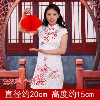 25#灯笼[直径20cm]50个|院子装饰彩旗三角旗灯笼小吊旗婚庆串旗开业结婚用品大全喜字拉