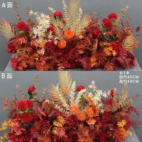 红点金尤加利花排|新款婚庆地排花仿真花绢花成品装饰花排酒店花墙路引花婚礼花艺