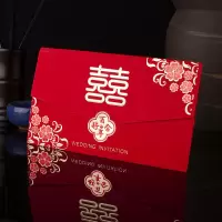 横版喜字打印版 50份装|网红请帖2021婚礼结婚请柬喜帖创意中国风邀请函打印婚庆用品