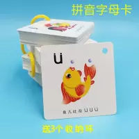 拼音卡63个字母送3个环|宝宝学汉字早教卡0-3-6岁彩色识字卡片儿童认字卡幼儿看图识字