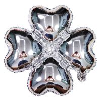 四叶草(银色) 5O只(送气筒1只)|心形四叶草铝膜气球铝箔开业拱门店铺庆典布置生日结婚装饰汽球