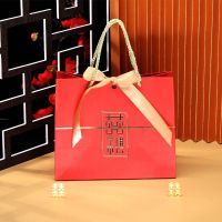 红色手提袋(10个装)|结婚请帖三件套2021婚礼请柬喜糖盒套装礼盒手提袋中式伴手礼打印