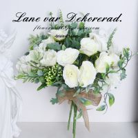 卡其色白玛丽亚手捧花|森系尤加利手捧花仿真花假花新娘伴娘婚礼花家居桌面道具装饰花