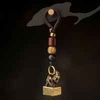 『十二生肖印章-龙』+金刚结绳+礼盒|十二生肖属相印章黄铜汽车钥匙扣挂件古风男士手工编织钥匙链挂饰