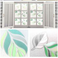 3D[冬青叶] 40CM宽X1米长|彩绘静电贴膜免胶玻璃贴纸浴室透光不透明防晒防窥窗花门窗户贴画