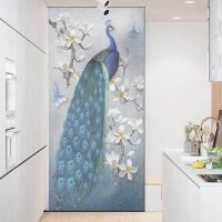 孔雀3 宽50X90高|磨砂麋鹿门窗户玻璃贴纸透光不透明遮光贴膜浴室卫生间防窥防走光