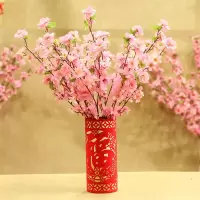 26cm剪纸炮+桃花枝10枝|新年场景布置剪纸坐炮橱窗品仿真木制摆件新春对联2021年新款