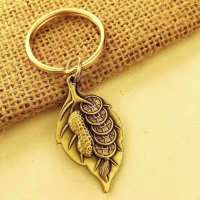 發财叶一个|黄铜葫芦钥匙扣挂件汽车钥匙扣纳福生肖招财挂饰