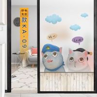 款ka-09[静电免胶]送安装工具 40x60cm|磨砂玻璃贴膜卡通猫咪后院窗户贴纸卫生间浴室门透光不透明防走光