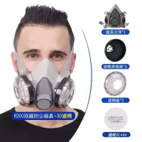 6200双罐(防尘)面具+30片滤棉|防尘口罩工业粉尘打磨防尘面罩煤矿全脸灰粉面具口鼻罩透气易呼吸