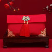 景泰蓝双苏金边-横款-约放1万 布艺红包1个|结婚创意万元红包袋锦缎刺绣改口大红包布艺利是封婚庆用品