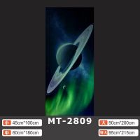 MT-2809 中|简约现代梦幻星球宇航员星空门贴纸整张自粘防水玻璃移门谷仓门贴