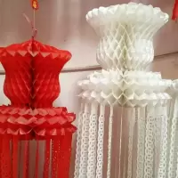 空心百财80厘米(白色)|清明节塑纸灯笼挂清挂社上坟灯笼白祭祀坟飘白事烧纸灯笼扫墓