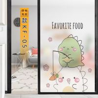 款kf-05[静电免胶]送安装工具 35x80cm|卡通可爱窗户磨砂静电玻璃贴膜恐龙小怪兽透光防晒移门隔断uv贴纸