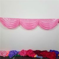 深粉色#70 吊穗款式|婚庆背景纱幔幔头道具舞台布置布幔楼梯扶手婚宴喜棚装饰波浪帘头